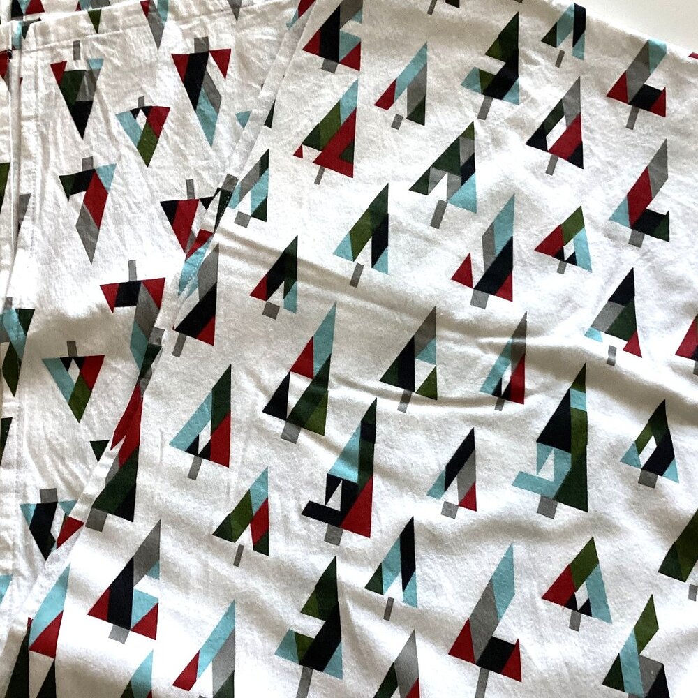 Christmas Tree Flannel Cotton Flat Bed Sheet Festive Warm Cozy Bedroom Linen